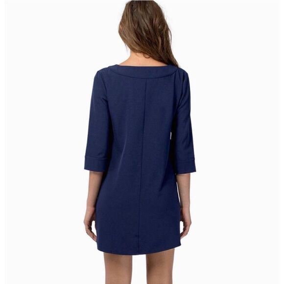 Tobi Navy Blue 3/4 Sleeve V-Neck Sheath Shift Mini Dress, Size Small - Picture 2 of 15